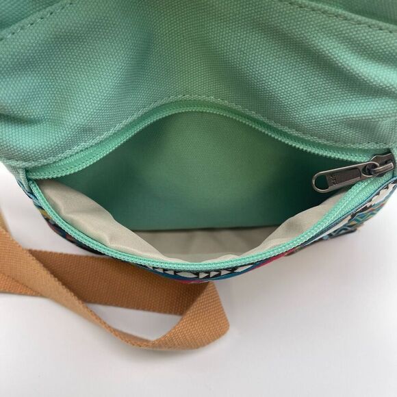 LEAPER Crossbody Bag Mint Green Aztec Southwestern Canvas Messenger Bag - Picture 14 of 14